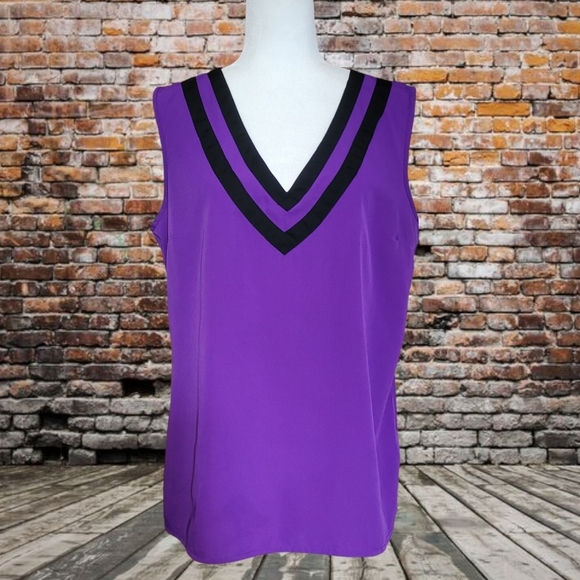 Peacocks Tops - Peacocks Purple V-Neck Sleeveless Top